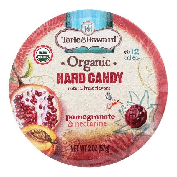 Torie & Howard Organic Hard Candy Pomegranate & Nectarine 2 oz tin (Pack of 8)