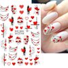 8 Sheets Valentines Nail Stickers 3D Heart Nail Art Stickers Self-Adhesive Valentine's Day Nail Decals Red Love Heart Nail Supplies Letter Simple Line Girl Nail Design Sticker for Women DIY Manicure