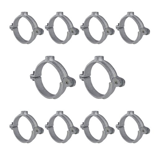 HIGHCRAFT HINGG-34-10 Industrial Decor Hinged Split Ring Pipe Hanger 3/4 in. Galvanized Iron, with 3/8 in. Rod Fitting, Vintage Mounting Bracket for Tubing, Shower Curtain, Tiki Torch (10 Pack)