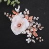 Teyglen Flower Wedding Hair Clip Pearl Rhinestone Bridal Hair Clip Handmade Leaf Flower Headpiece Jewelry Barrette Hair Accessories for Women