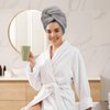 Kitzor Microfiber Hair Towel Wrap for Women - Ultra Soft and Absorbent Hair Towel with Elastic Band for Curly, Thick or Long Hair - Beige