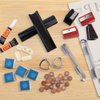 40pcs Pool Cue Repair Kit: 2 Pool Cue Tip Clamp + 20 Billiard Cue Tips + 5 Chalk Cubes + 5 Pool Cue Ferrule + 2 Planers + 4 Shaper, Billiard Cues Replacement Accessories(Multicolor)