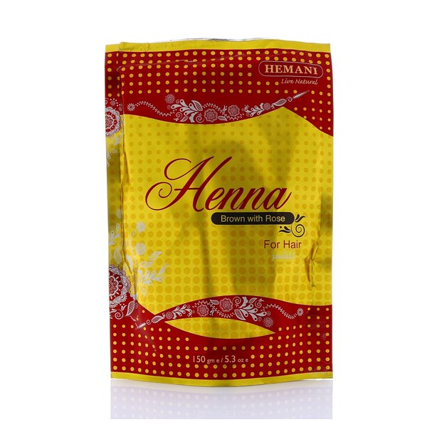 Hemani Natural Henna Powder - 100% Natural and Organic Hair Dye (Brown with Rose) - 5.3oz/150g