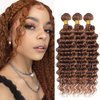 22 22 22 Inch Color #30 Bundles Auburn Deep Wave Human Hair Bundles 8A Brazilain Unprocessed Virgin Hair Color #30 Brown Deep Wave Bundles Auburn Bundles Human Hair Extension