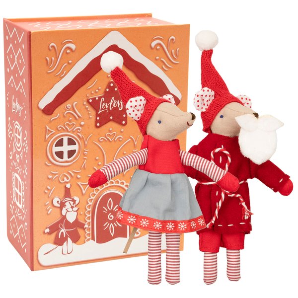 LEVLOVS Christmas Mice in Gingerbread House Mouse in a Matchbox Toy Baby Registry Gift (Christmas Mice)
