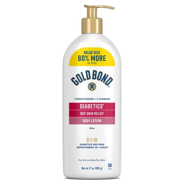 Gold Bond Diabetics' Dry Skin Relief Body Lotion With Vitamin E & Aloe To Soothe & Moisturize Dry, Flaky & Rough Skin, Value Size, 21 oz.