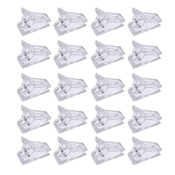 BRAVECOW 20pcs/set Nail Tips Clip Nail Art Tools DIY Extension Clamp Clips For Quick Building Poly Finger Nail Gel Clear Plastic Finger Extension…