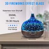 Essential Oil Diffuser 550ml Cool Mist Humidifier 3D Glass Ultrasonic Aromatherapy Humidifier with 7 Color Changing Led Lights, Waterless Auto Shut-Off, Adjustable Timer for Home Bedroom Office