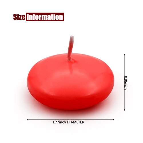 6 PCS Floating Candles, Red Unscented Dripless Wax Burning Candles 1.77 Inch Diameter Floating Candles Discs for Cylinder Vases, Weddings, Pool Party, Wedding, Holiday, Home Decor (Red)