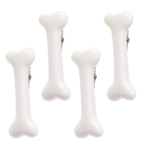 Beaupretty 4 Pieces Halloween White Dog Bone Hair Clips, Artificial Dog Bone Hairpins Alligator Barrettes Halloween Hair Accessories for Women Girls