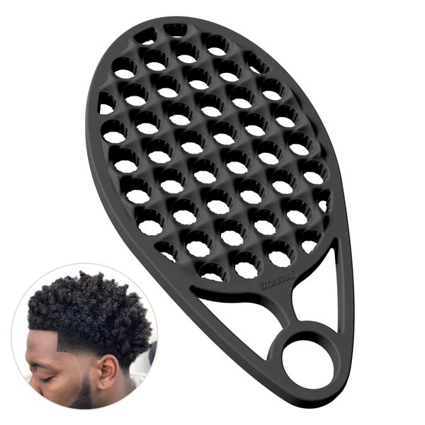 KOUPA Magic Silicone Curly Hair Brush, One Piece Twist Curl Comb for Afro Curls, Washable Hair Tool for Men Women, Black, 1 Piece