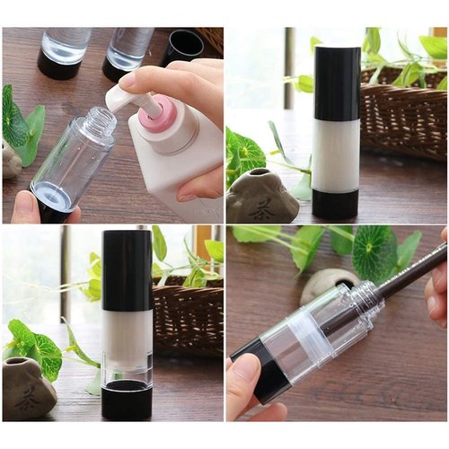 Tvoip 5Pcs/Lot 15ml Airless Vacuum Pump Home Travel Lotion Bottles Refillable Cosmetics Packing dispenser (Black)