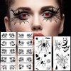 Hotoyannia 12 Sheets Halloween Face Temporary Tattoos Stickers, Halloween Face Fake Tattoos Spider Web Bat Eyeliner Eye Shadow Tattoos Halloween Makeup Kit For Women Girls Halloween Masquerade Party