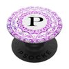 Cell Phone Pop Up Grip Holder,Monogram Mandala White Pink P PopSockets Grip and Stand for Phones and Tablets