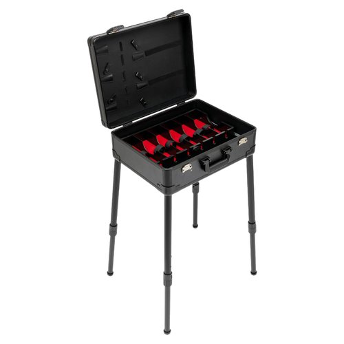 GXFCHYL Professional Barber Case Professional Barber Tool Box Mobile Barber Station, 18.11-31.5” Adjustable Height, TSA Customs Lock (Black)
