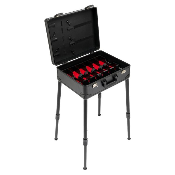 GXFCHYL Professional Barber Case Professional Barber Tool Box Mobile Barber Station, 18.11-31.5” Adjustable Height, TSA Customs Lock (Black)