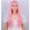 PATTNIUM Pink Wig with Bangs for Kids Child Pink Wig Girls Long Straight Light Pink Wig Synthetic Wig with Wig Cap