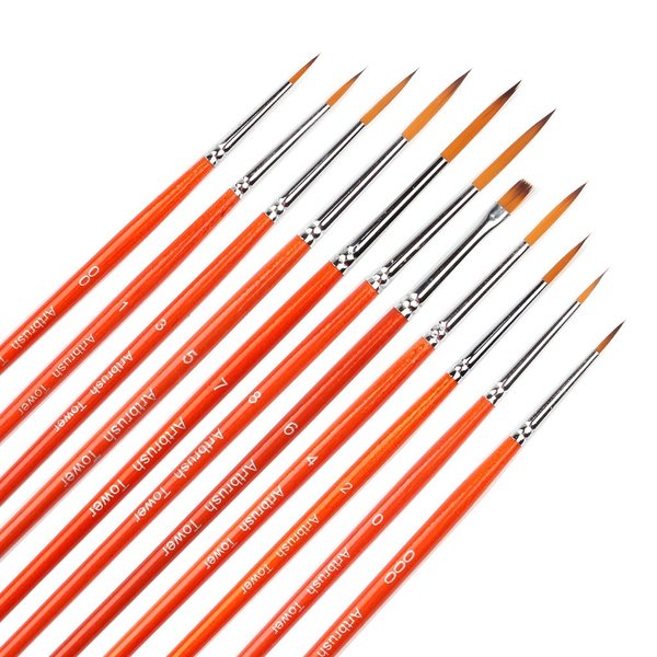 Small Enamel Paint Brushes Set - 11 Pieces Detail Painting Kit for Artists, Model, Miniature, Acrylic and Watercolor Paint Red