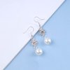 Allereyae Vintage Rhinestone Pearl Drop Earrings Crystal Flower Dangle Earrings Silver Pearl Earring Cz Flower Hook Earrings Jewelry for Women and Girls