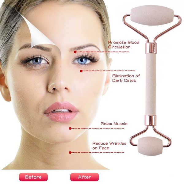 GREENANTS Oil Absorption Face Massager, Jade Roller for Face, Skin Care Facial Roller & Eye Roller for Puffy Eyes, Self Care Health and Beauty Gifts (Rose Gold)