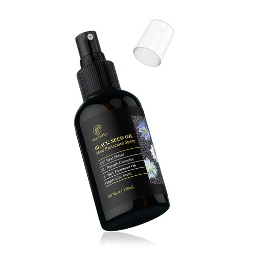 Beaute Seoul Heat Protectant for Hair, 5oz - Black Seed for Curly - Fortifying Keratin & Nourishing Argan Oil for - Styling Product