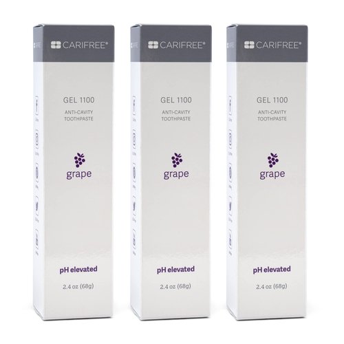 CariFree Gel 1100 (Grape): Anti-Cavity Fluoride Toothpaste, Cavity Prevention, Freshens Breath and Moistens Mouth, Dentist Recommended for Oral Care (3-Pack)