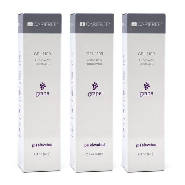 CariFree Gel 1100 (Grape): Anti-Cavity Fluoride Toothpaste, Cavity Prevention, Freshens Breath and Moistens Mouth, Dentist Recommended for Oral Care (3-Pack)