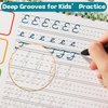 gisgfim 4 Pack Grooved Cursive Handwriting Workbook Kit Magic Reusable Grooved Handwriting Practice with Disappearing Ink Pens Cursive Kickoff Student Workbook for Kids Words Letters Sentences Reading