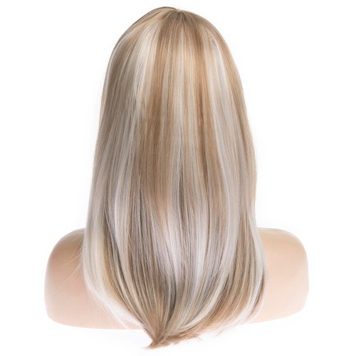 Dsimeig Long Blonde Wigs for Women Natural Straight Blonde Wig with Bangs,Synthetic Hair Wig for Daily Party Use
