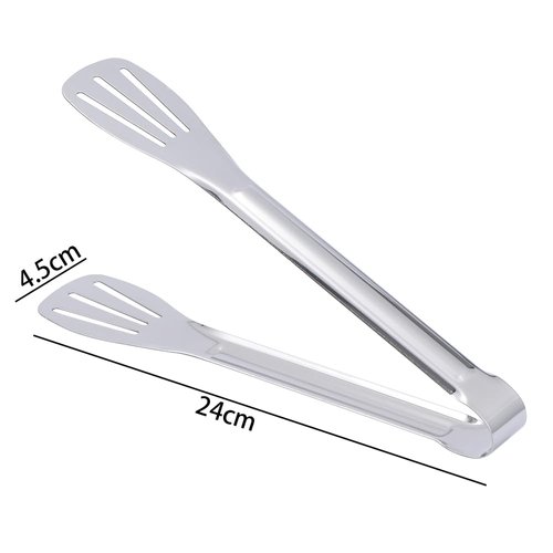 Vctitil 2pcs Stainless Steel Food Tongs, Heavy-Duty Serving Forceps for Food Frying Cooking, Salad, Barbecue, Self-Service Buffet, Easy to Use and Clean, Silver