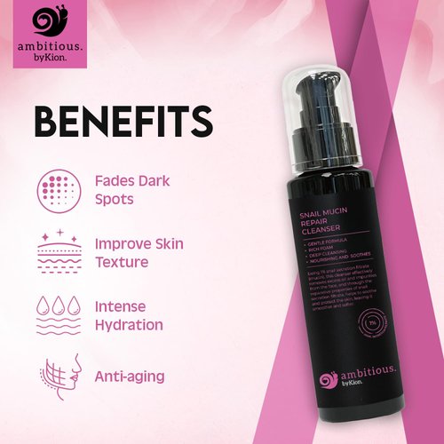 byKion ambitious Snail Mucin Cleanser 3.38 fl.oz 100ml, Hydrating Gel Cleanser for Face with 1% Snail Secretion Filtrate, Rich Daily Deep Cleansing Gel for All Skin Types | Asian Skincare