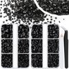Resin Rhinestones for Crafting, 2 Boxes Black Multi Sizes Flatback Bedazzling Crystals for Crafts DIY Nail Art Decoration, Non Hotfix Gems Charms for Tumbler Shoes Clothing Fabric Face Makeup Manicure