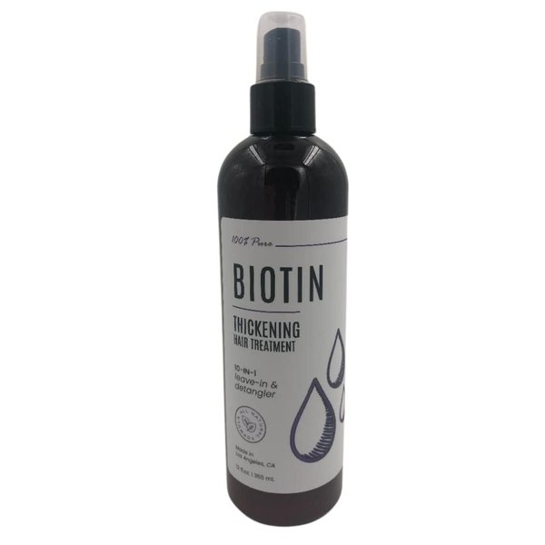 Custom Nature 100% Pure Biotin Thickening Hair Treatment 10-in-1 Leave In & Detangler - 12 fl. oz.