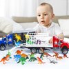 Hayuyuxo 25Pcs Dinosaur Truck Carrier with Dinosaur Playset and Play Mat, Dinosaur car,Dinosaur Toys and Transport Car Toy Set for Kids Boy Girl Play Birthday Party Favors