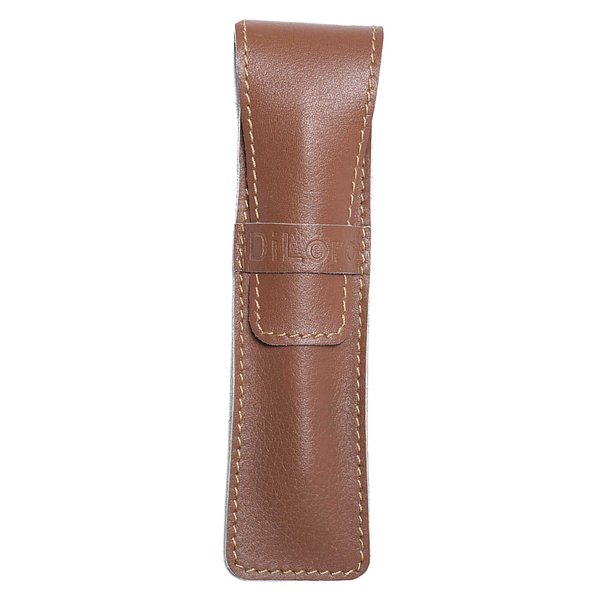 DiLoro Single Pen Case Holder Sleeve Thick Buffalo Full Grain Leather (Buffalo Dark Tan)