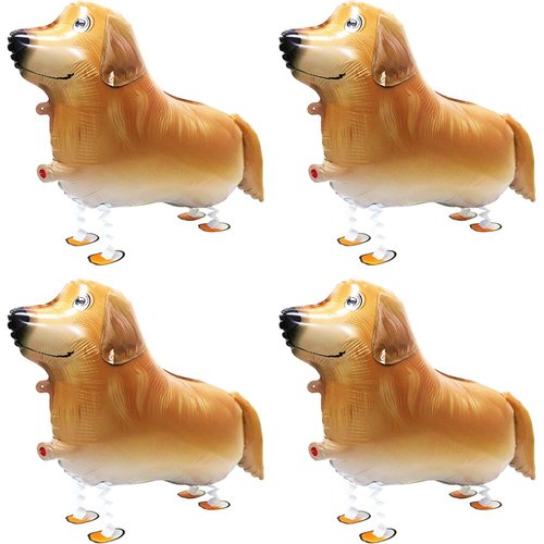 Cute Pet Walking Animal Dog Balloon Walk Golden Retriever Balloons, 4 Pack Air Walkers Puppy Balloons Golden Retriever Dog Party Decoration for Baby Shower Birthday Party Supplies