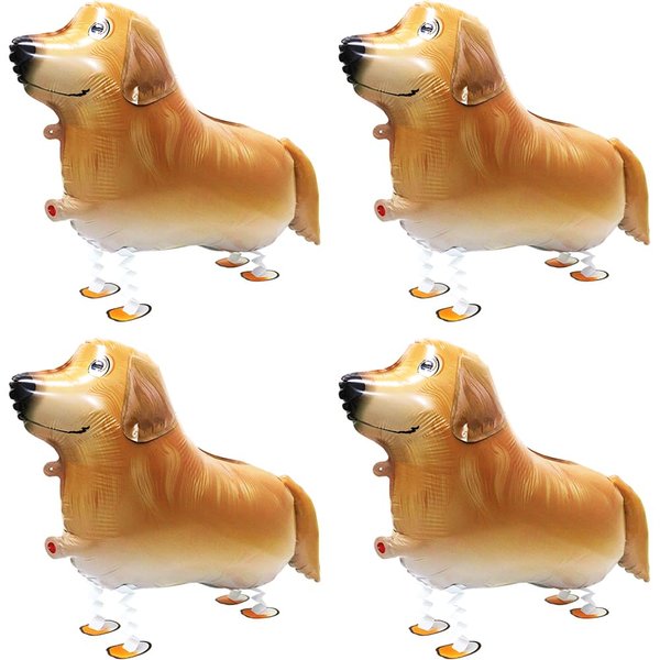 Cute Pet Walking Animal Dog Balloon Walk Golden Retriever Balloons, 4 Pack Air Walkers Puppy Balloons Golden Retriever Dog Party Decoration for Baby Shower Birthday Party Supplies