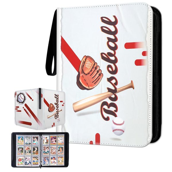 PORVENIN Leather product Baseball Card Binder With Sleeves, Sport Card Binder with aminated baseball design, Binder for Cards, Baseball Cards Binders 900 Pockets, Baseball Binder for Trading Cards.