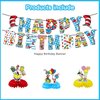 Seuss Cat Birthday Party Decorations, Cat In the Hat Theme Birthday Banner Honeycomb Centerpieces Hanging Swirls Party Latex Balloons for Birthday Baby Shower Party Supplies