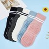 Pilates Socks with Grips for Women Yoga Socks Barre Socks Non Slip Socks Grippy Dance Socks Hospital Socks withe Grippers 3 Pairs-Black White Pink One Size