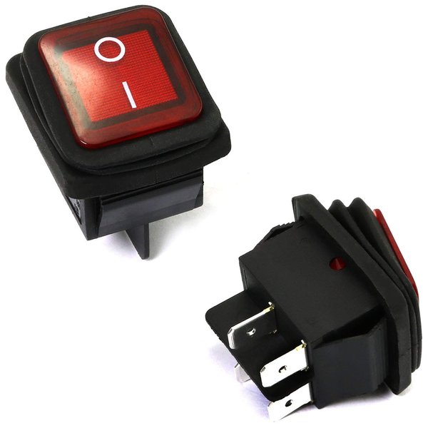 E-outstanding 2 PCS ON/Off 4 Pin 2 Position Boat Rocker Switch with Red Indicator Light Waterproof 16A/250V 20A/125V AC