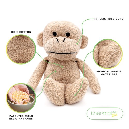 Thermal-Aid Zoo Microwavable Stuffed Animal - Plush Toy and Hot Cold Pack - Jo Jo The Monkey