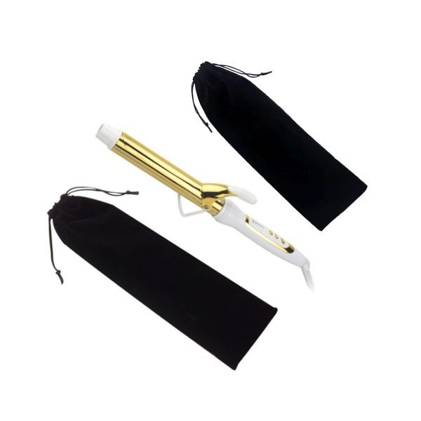 ALHBEJT Flat Iron Case - Soft Cotton Curling Wand Sleeve and Travel Pouch for Hair Straighteners, Curling Irons, and Styling Tools (2Pcs, Black)
