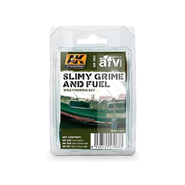 Slimy Grime & Fuel Stains Enamel Paint Set (25, 26, 27) AK Interactive