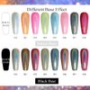 MIZHSE Holographic Gel Nail Polish, Chrome Gel Nail Polish, Galaxy Glossy Chameleon Nail Lacquer Glitter Gel Polish Set, Sparkle Laser Gel Polish Nail Art Salon at Home Gift Set
