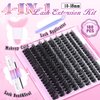Fluffy 80D Lash Extension Kit DD Curl Eyelash Extension Kit 10-18mm 180pcs Lash Clusters Kit with Lash Bond and Seal Thick Individual Lashes Extension Kit with Eyelashes Tools &Tweezers by TOOCHUNAG
