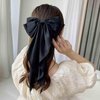 Oversized Hair Bows Clips for Women | Cute & Elegant Silk Ribbon Bow with Tassel Hair Clips for Women and Girls, Long Hair Women Must Haves (Black + Red | 2 Pack)