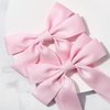 2PCS Silky Satin Hair Bows Pink Hair Ribbon Clips for women Ponytail Holder Hair Accessories Alligator Clips Hair Bow for Women Girls Toddlers Teens Kids