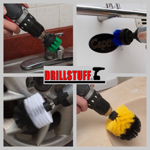 Cleaning Brushes for Cordless Drill - Small Round Boat Accessories Cleaning Brush - Kitchen Sink Scrub Brush - Car Detailing Rotary Wheel Brush - Shower Cleaner Brush for Drill - Tile and Grout Brush