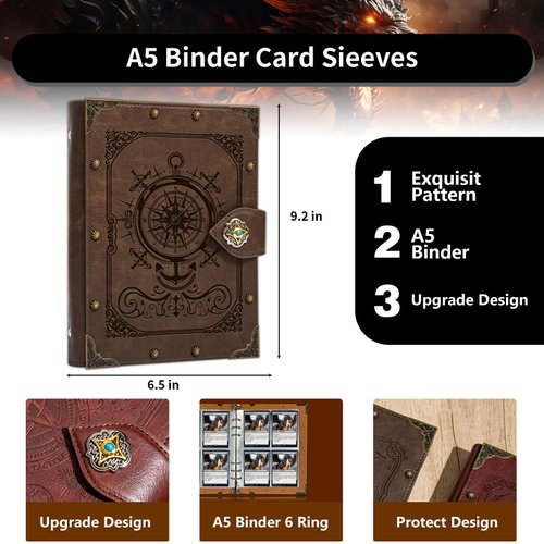 DUROTAN Trading Card Binder,4-Pocket Binder for Trading Cards Holds 240 Cards,Premium Collector Card Album for Standard Cards,Card Collection Folder for MTG,TCG,Yugioh,Game Cards